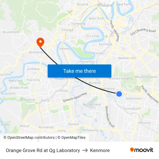 Orange Grove Rd at Qg Laboratory to Kenmore map