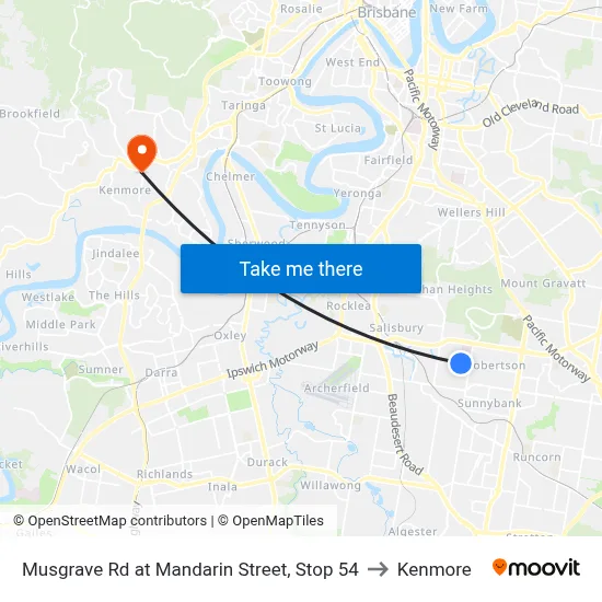 Musgrave Rd at Mandarin Street, Stop 54 to Kenmore map