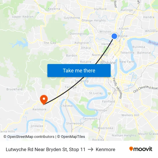 Lutwyche Rd Near Bryden St, Stop 11 to Kenmore map