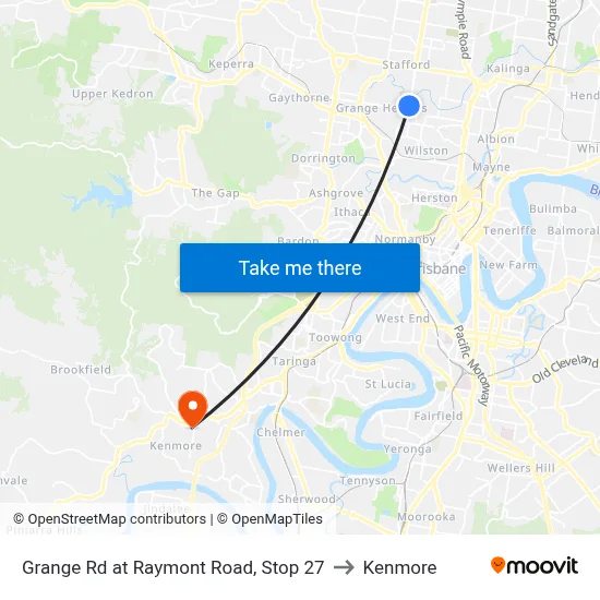 Grange Rd at Raymont Road, Stop 27 to Kenmore map