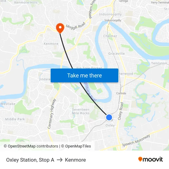Oxley Station, Stop A to Kenmore map