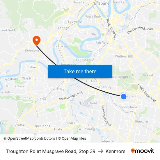 Troughton Rd at Musgrave Road, Stop 39 to Kenmore map