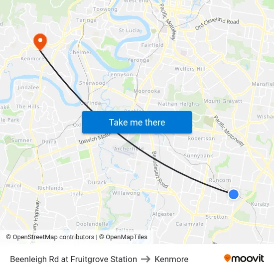 Beenleigh Rd at Fruitgrove Station to Kenmore map