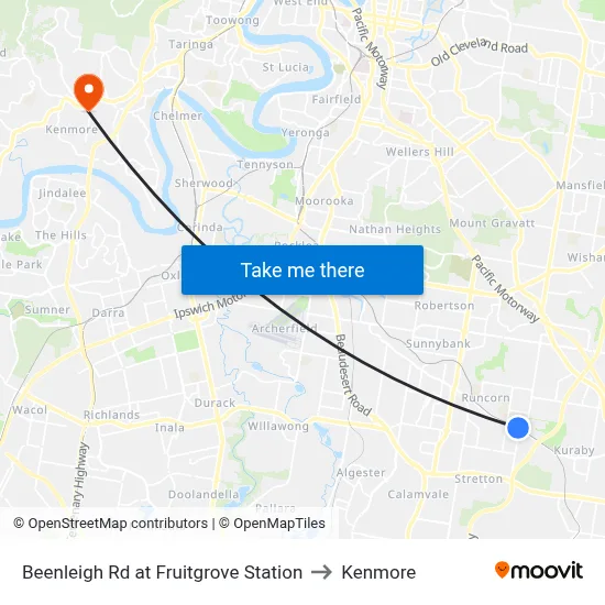 Beenleigh Rd at Fruitgrove Station to Kenmore map