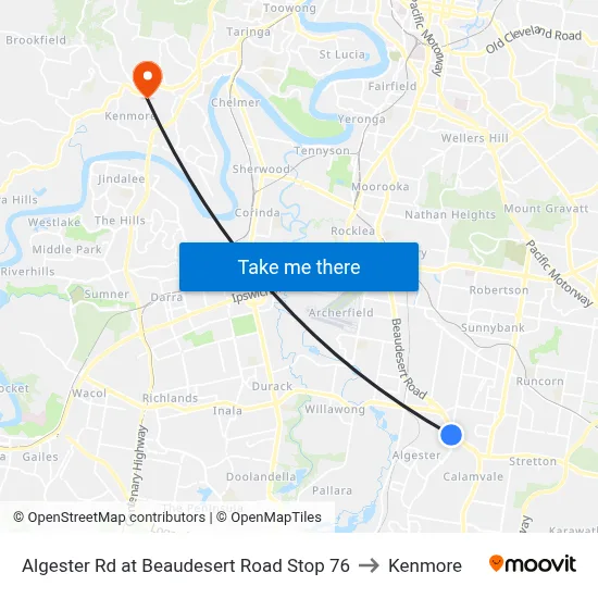 Algester Rd at Beaudesert Road Stop 76 to Kenmore map