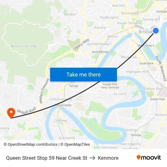 Queen Street Stop 59 Near Creek St to Kenmore map