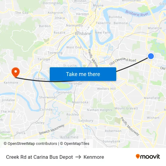 Creek Rd at Carina Bus Depot to Kenmore map