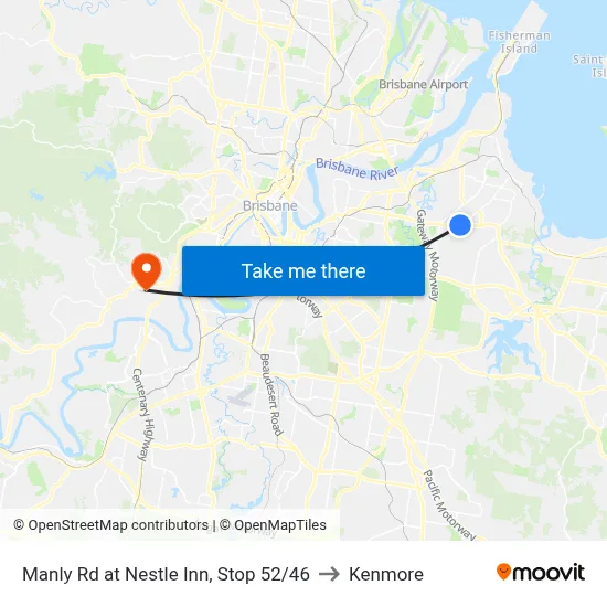 Manly Rd at Nestle Inn, Stop 52/46 to Kenmore map