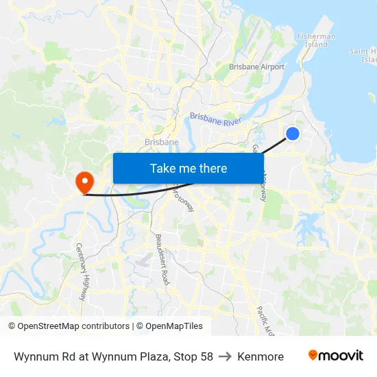 Wynnum Rd at Wynnum Plaza, Stop 58 to Kenmore map