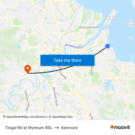 Tingal Rd at Wynnum RSL to Kenmore map