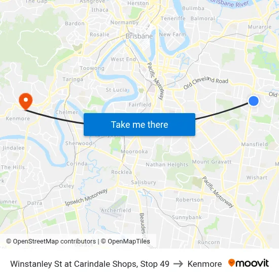 Winstanley St at Carindale Shops, Stop 49 to Kenmore map