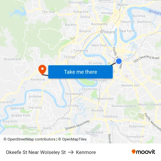 Okeefe St Near Wolseley St to Kenmore map