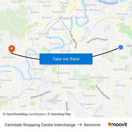 Carindale Shopping Centre Interchange to Kenmore map