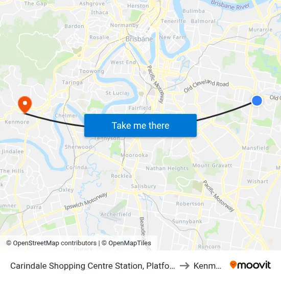 Carindale Shopping Centre Station, Platform C to Kenmore map