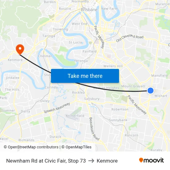 Newnham Rd at Civic Fair, Stop 73 to Kenmore map