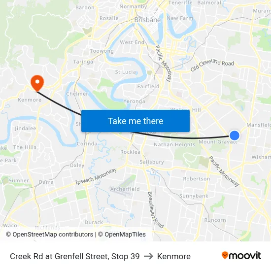 Creek Rd at Grenfell Street, Stop 39 to Kenmore map