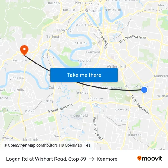 Logan Rd at Wishart Road, Stop 39 to Kenmore map
