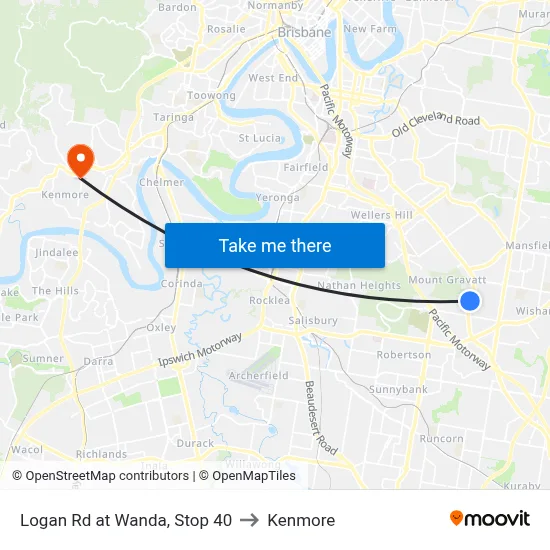 Logan Rd at Wanda, Stop 40 to Kenmore map