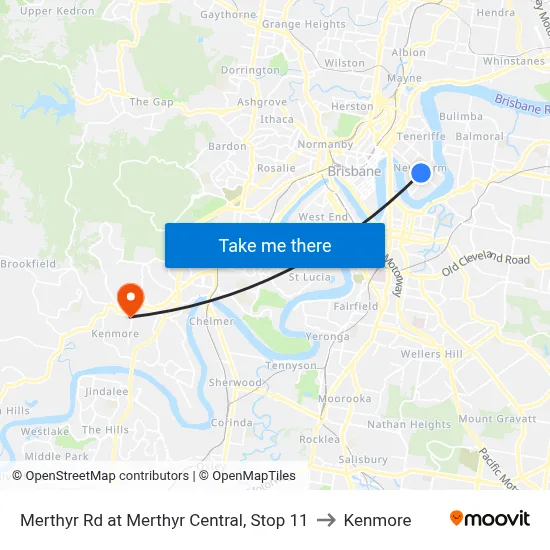Merthyr Rd at Merthyr Central, Stop 11 to Kenmore map