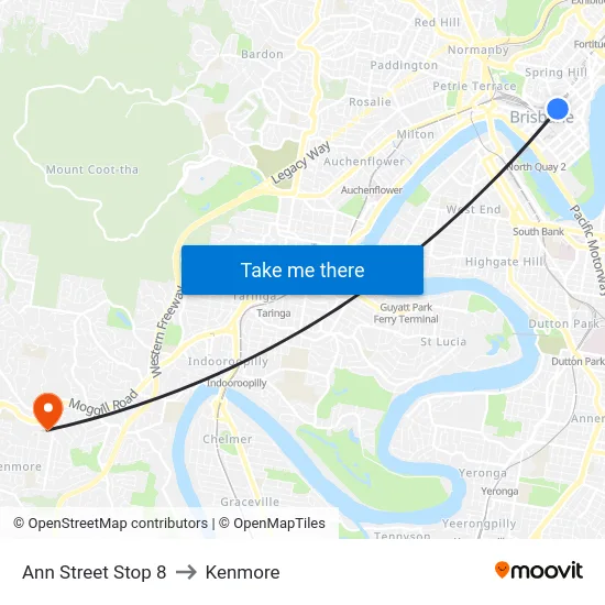 Ann Street Stop 8 to Kenmore map