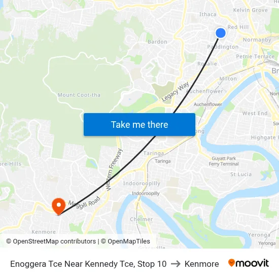 Enoggera Tce Near Kennedy Tce, Stop 10 to Kenmore map