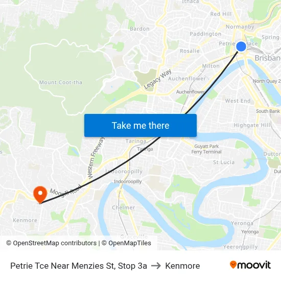 Petrie Tce Near Menzies St, Stop 3a to Kenmore map