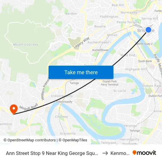 Ann Street Stop 9 Near King George Square to Kenmore map