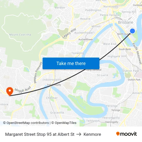Margaret Street Stop 95 at Albert St to Kenmore map