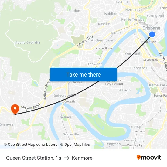 Queen Street Station, 1a to Kenmore map