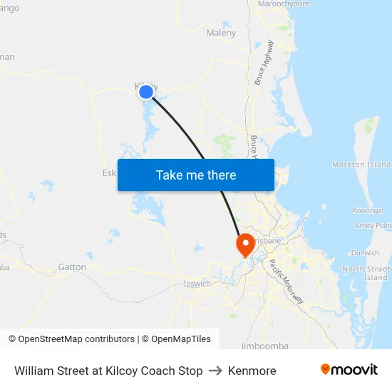 William Street at Kilcoy Coach Stop to Kenmore map