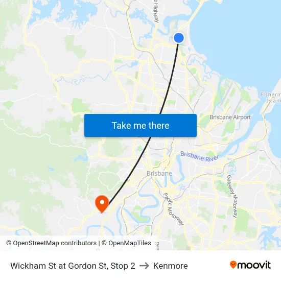 Wickham St at Gordon St, Stop 2 to Kenmore map