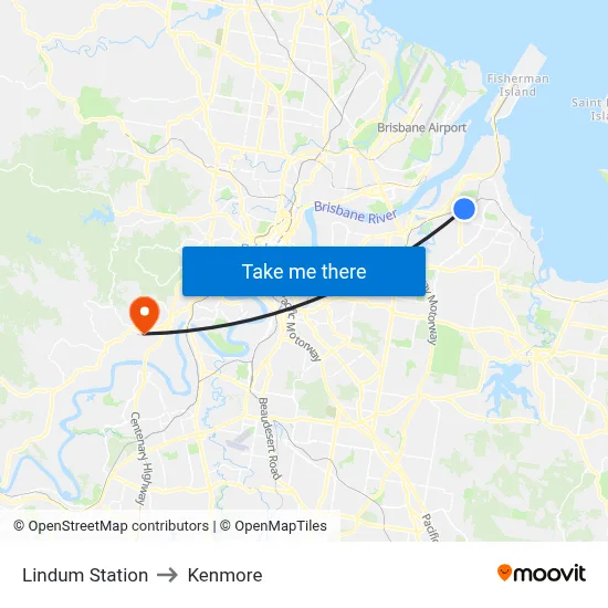 Lindum Station to Kenmore map