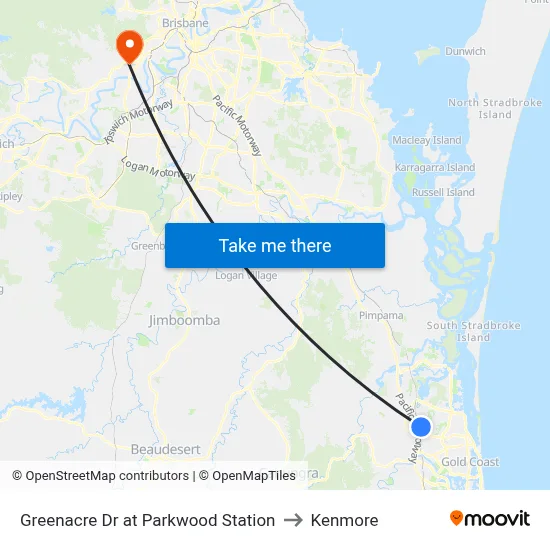 Greenacre Dr at Parkwood Station to Kenmore map