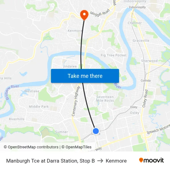 Manburgh Tce at Darra Station, Stop B to Kenmore map