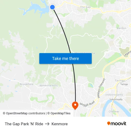 The Gap Park 'N' Ride to Kenmore map
