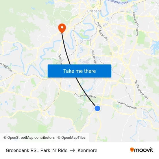 Greenbank RSL Park 'N' Ride to Kenmore map