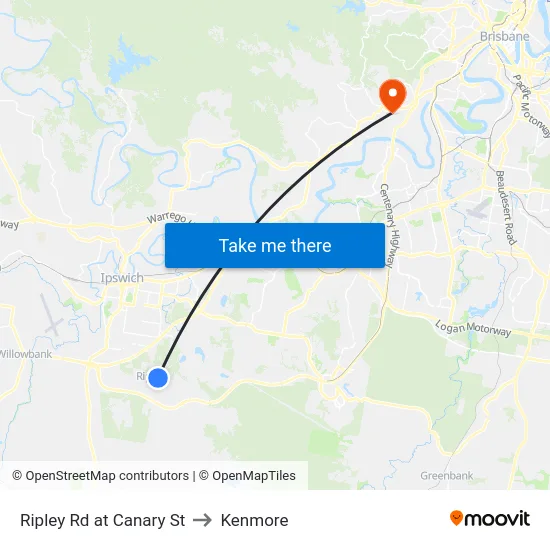 Ripley Rd at Canary St to Kenmore map