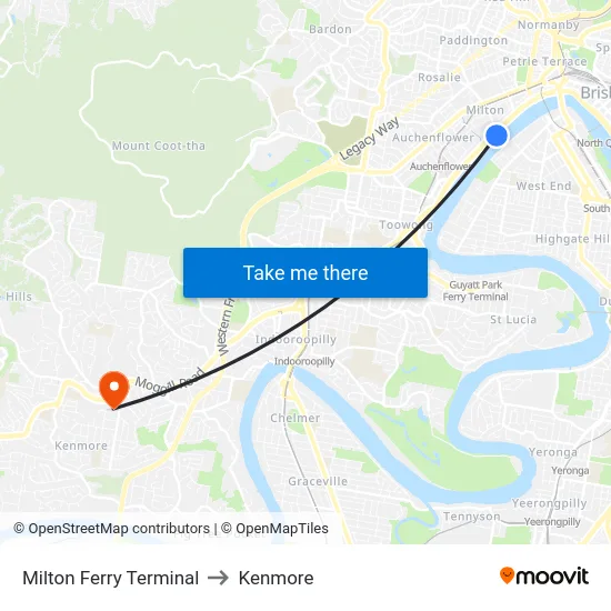 Milton Ferry Terminal to Kenmore map