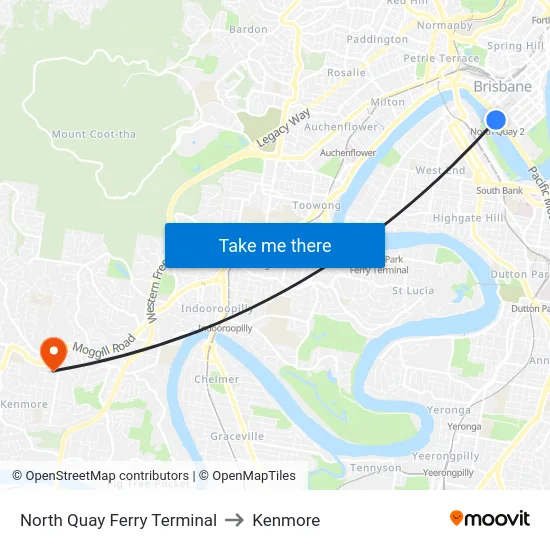 North Quay Ferry Terminal to Kenmore map