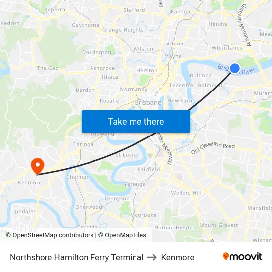 Northshore Hamilton Ferry Terminal to Kenmore map