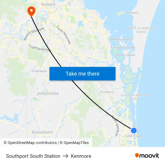 Southport South Station to Kenmore map