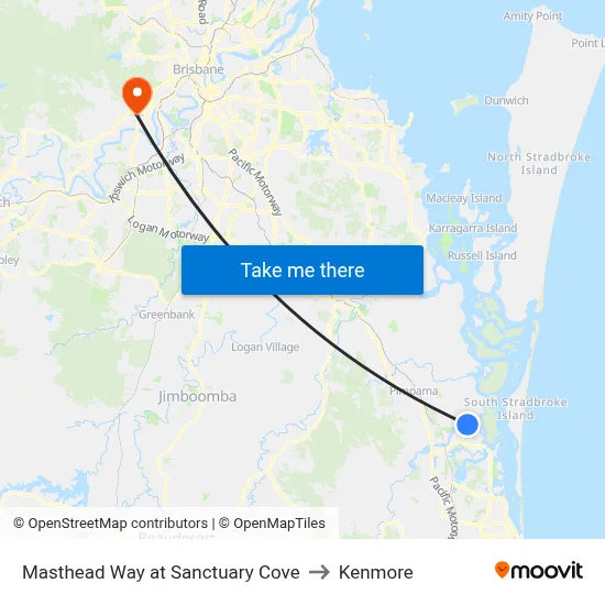 Masthead Way at Sanctuary Cove to Kenmore map