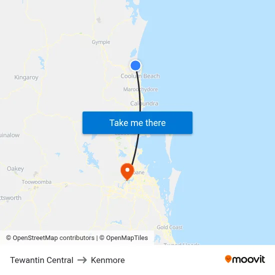 Tewantin Central to Kenmore map