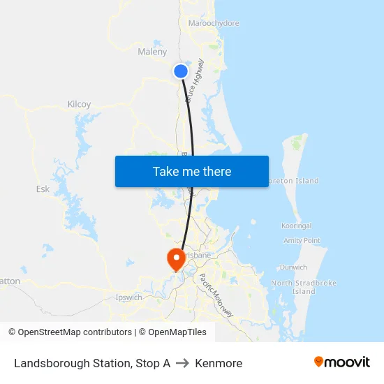 Landsborough Station, Stop A to Kenmore map