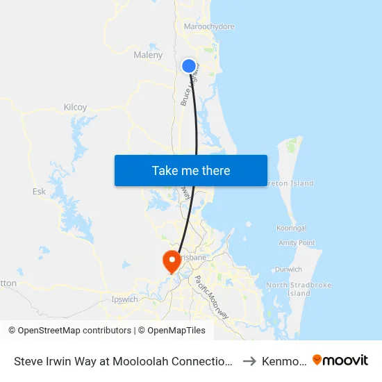 Steve Irwin Way at Mooloolah Connection Rd to Kenmore map