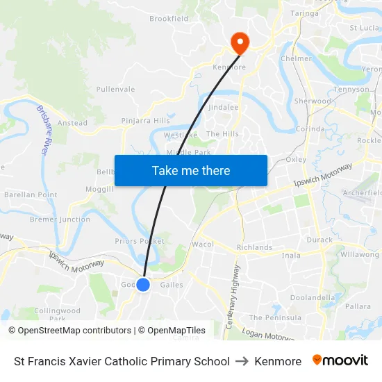 St Francis Xavier Catholic Primary School to Kenmore map