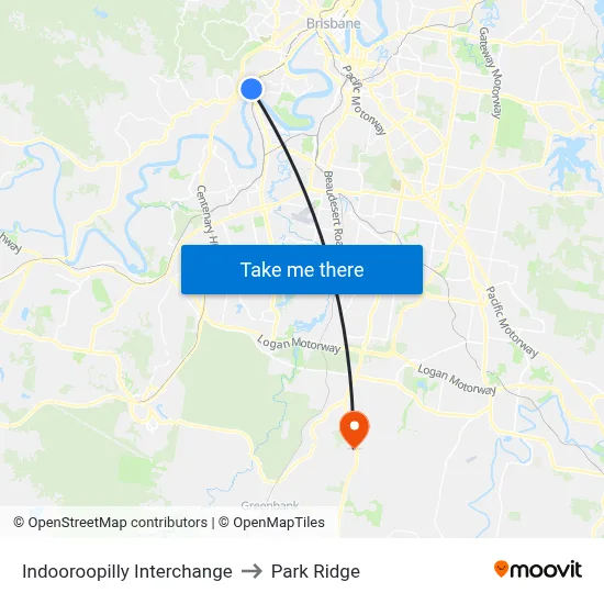 Indooroopilly Interchange to Park Ridge map