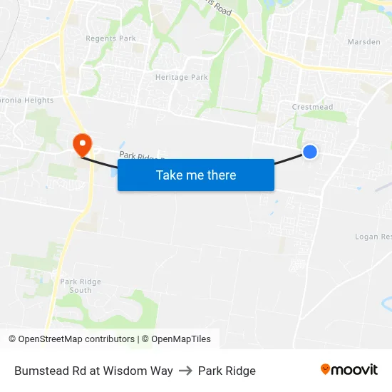 Bumstead Rd at Wisdom Way to Park Ridge map