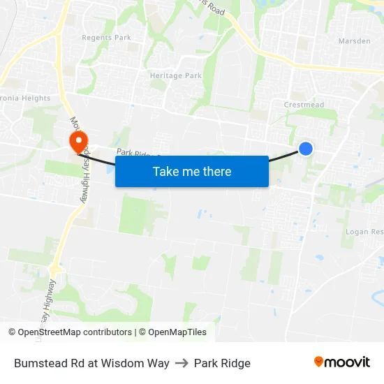 Bumstead Rd at Wisdom Way to Park Ridge map