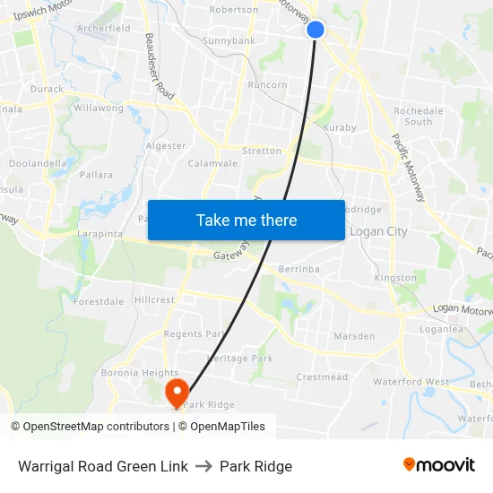 Warrigal Road Green Link to Park Ridge map